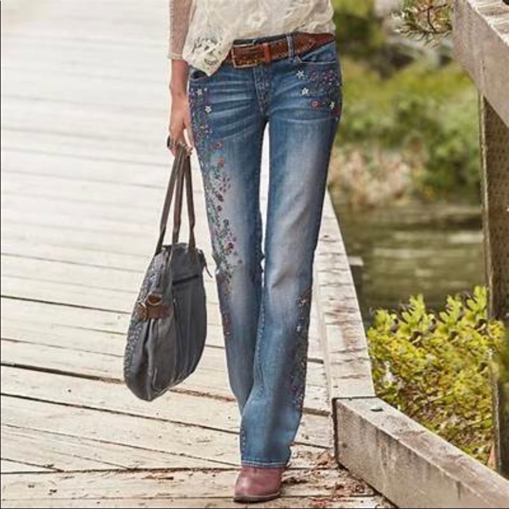 Driftwood Jean Kelly with embroidery